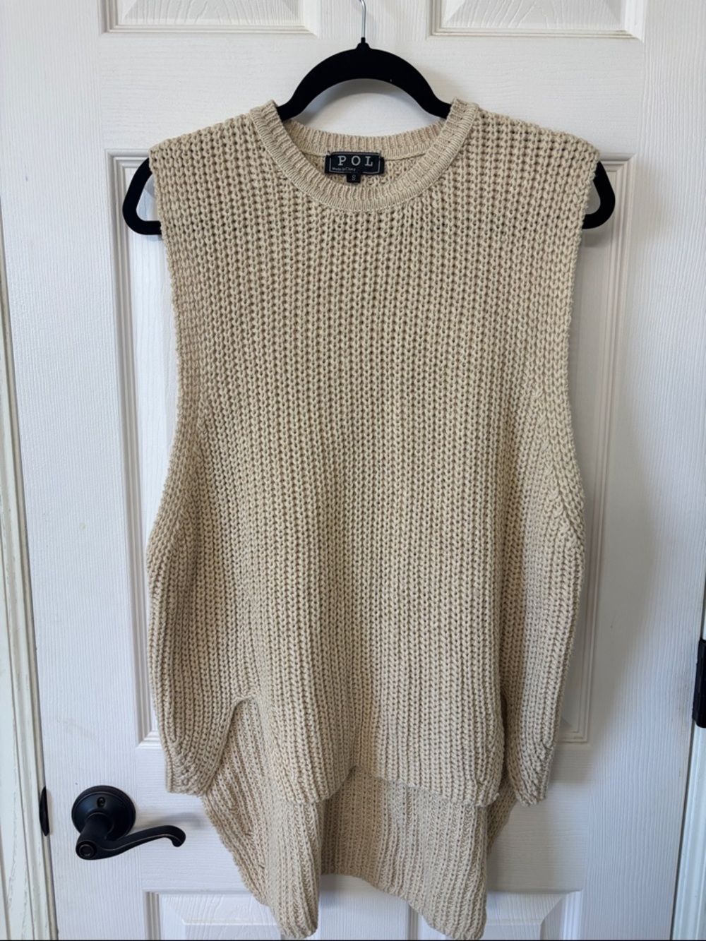 POL Cream Sleeveless Chunky Knit Tunic